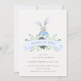 Carte De Remerciements Joli Bleu Lapin Foliage N'Importe Quel Âge Anniver