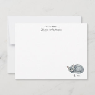Carte De Remerciements Joli chat gris à l'aquarelle personnalisé plat