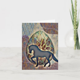 Carte De Remerciements Joli Cheval Silhouette et Oeuf de Pâques Fleurs