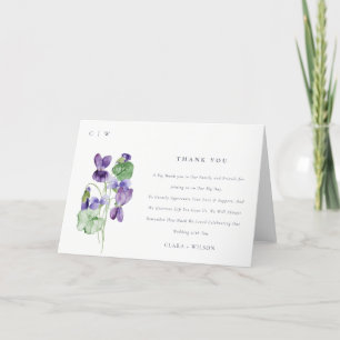 Carte De Remerciements Joli Chic Monogram Violet Floral Bunal Mariage