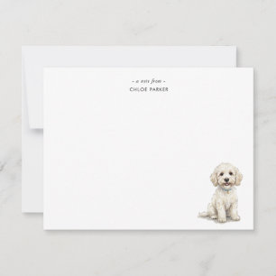 Carte De Remerciements Joli Chien Cockapoo Blanc Aquarelle Plat