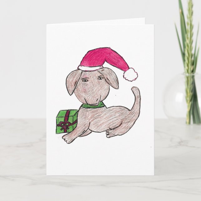 Carte De Remerciements Joli chiot de Noël (Devant)