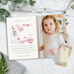 Carte De Remerciements Joli chiot rose pour anniversaire de tout âge Phot