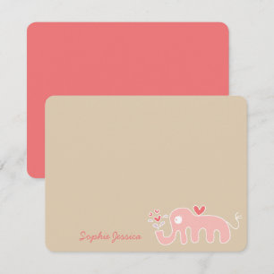 Carte De Remerciements Joli dessin rose éléphant amour Baby shower fille