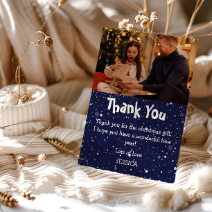 Carte De Remerciements Joli Enfant Photo Neige Noël