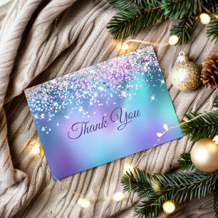 Carte De Remerciements Joli faux paillettes turquoise violet