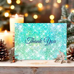 Carte De Remerciements Joli faux paillettes vert ombré