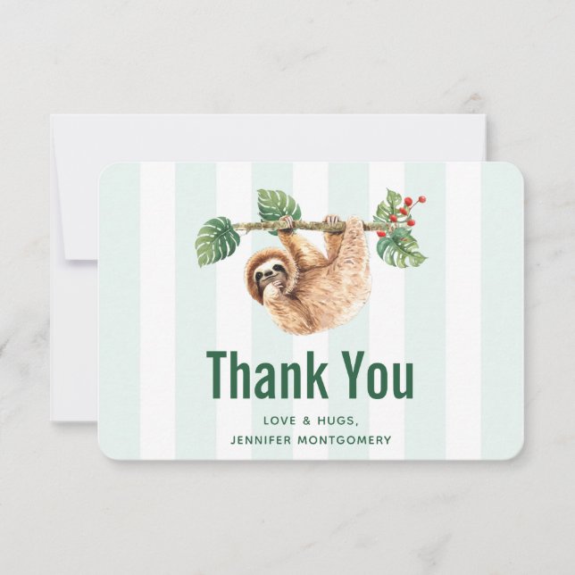 Carte De Remerciements Joli fentes accroché à l'aquarelle vers le bas (Devant)