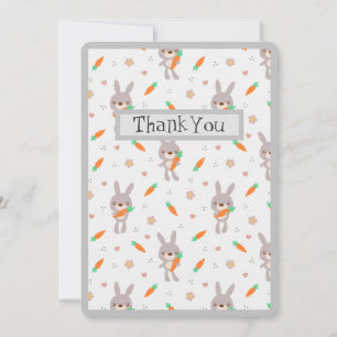 Carte De Remerciements Joli lapin Orange Grey Garçon Fille