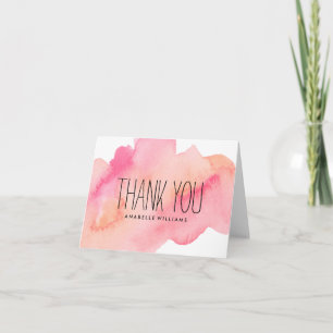 Carte De Remerciements Joli lavage rose et orange aquarelle