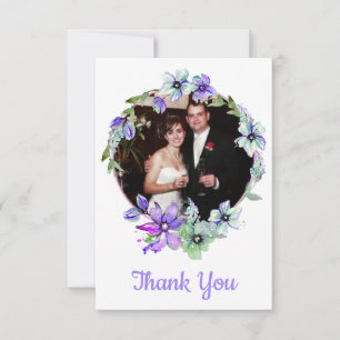 Carte De Remerciements Joli Mariage monogramme de couronne fleurie