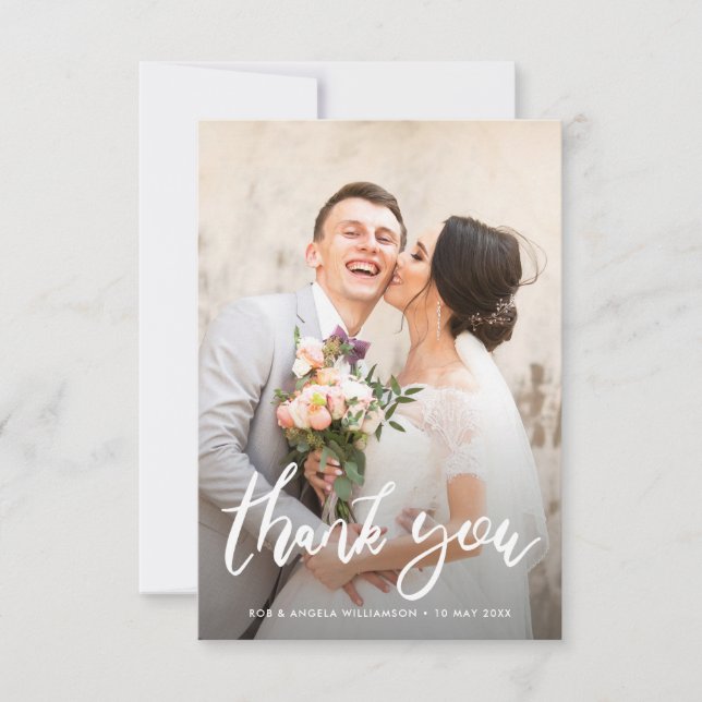 Carte De Remerciements Joli marié & marié mariage photo (Devant)