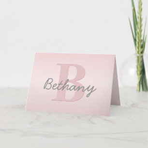 Carte De Remerciements Joli Monogramme rose personnalisable et votre nom