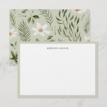 Joli Motif botanique vert floral or blanc