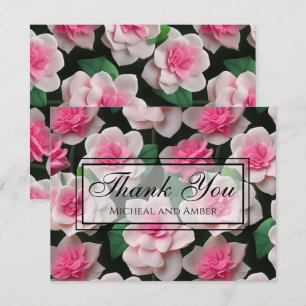 Carte De Remerciements Joli motif fleuri rose boho