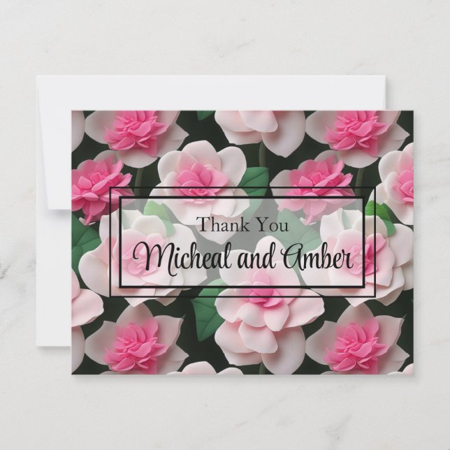 Carte De Remerciements Joli motif fleuri rose boho (Devant)