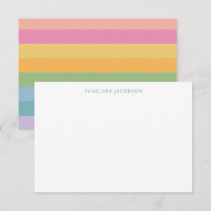 Carte De Remerciements Joli Nom Personnalisé à Rayures Pastel Simples Fém