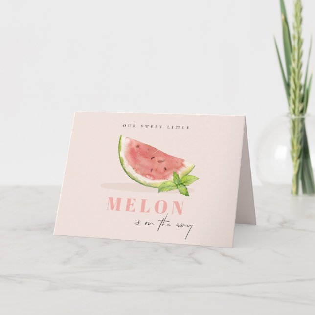 Carte De Remerciements Joli Notre Petit Melon Blush Aquarelle Baby Shower (Devant)