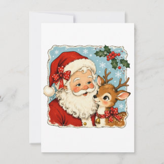 Carte De Remerciements Joli Père Noël de Noël Renne