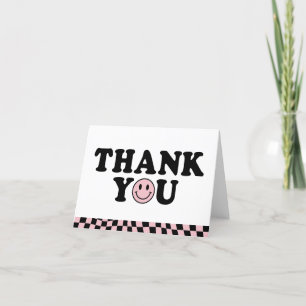 Carte De Remerciements Joli Pink Preppy Smile Anniversaire À damiers