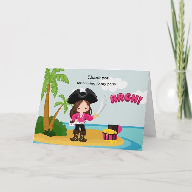 Carte De Remerciements Joli Pirate (Devant)