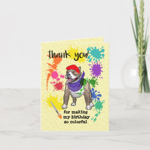 Carte De Remerciements Joli Pitbull Chien Amusant Art Anniversaire     