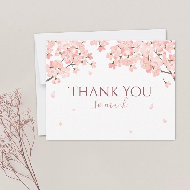 Carte De Remerciements Joli printemps rose Sakura fleurs de cerises japon (Créateur téléchargé)