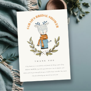 Carte De Remerciements Joli pull moche d'hiver Cerf Mariage