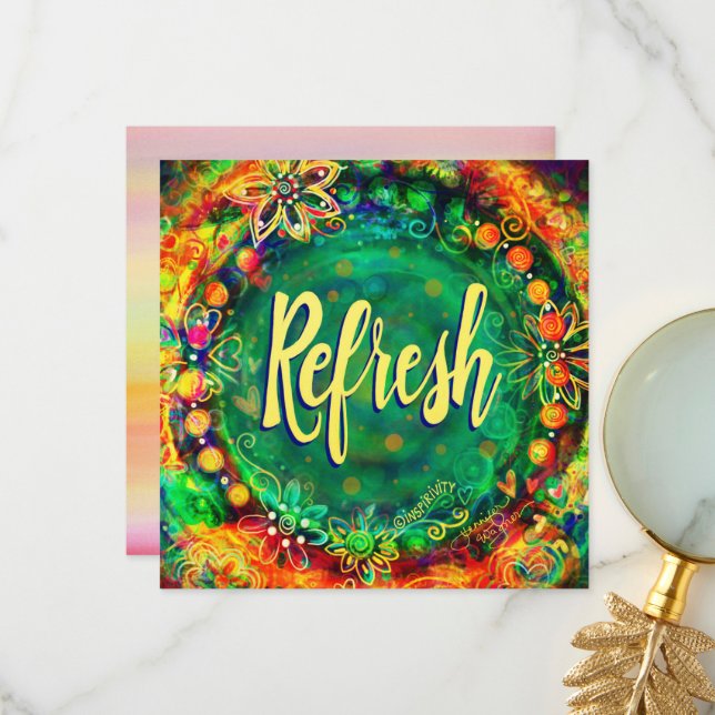 Carte De Remerciements Joli rafraîchissement vert Inspiration Boho Floral (Devant/Arrière en situation)