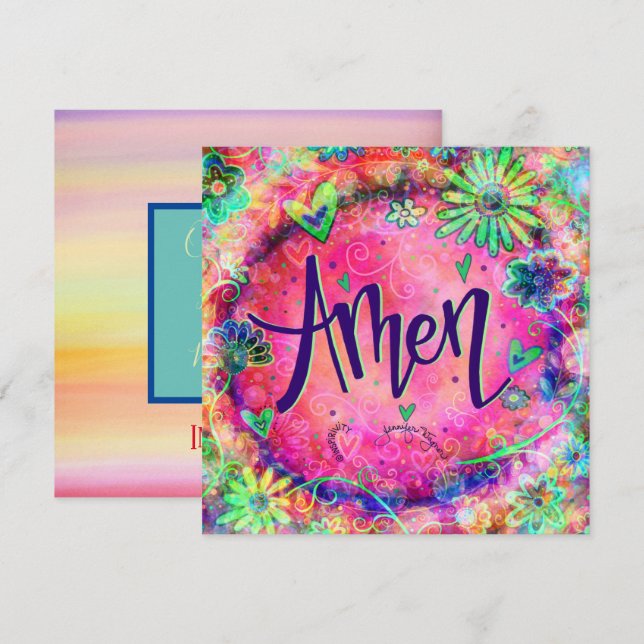 Carte De Remerciements Joli rose Floral Amen Faith Inspiration (Devant / Derrière)