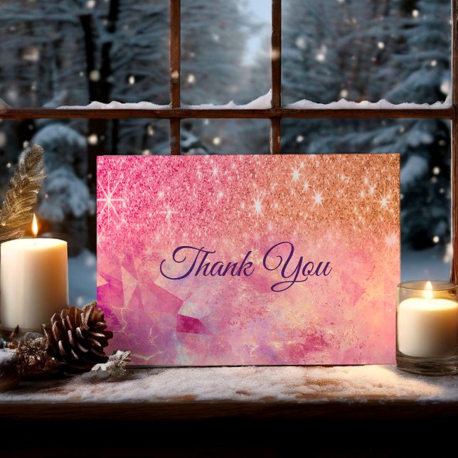 Carte De Remerciements Joli rose ombré rose blush pailleté (Créateur téléchargé)