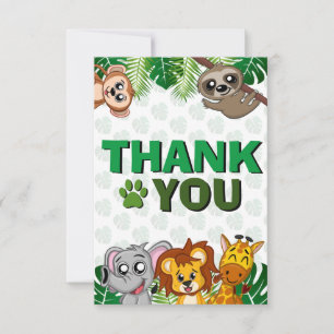 Carte De Remerciements Joli Sauvageon Safari Jungle Animaux Premier Anniv
