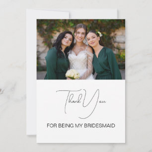 Carte De Remerciements Joli script moderne photo Bridesmaid