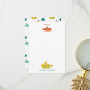 Carte De Remerciements Joli Sous-Marin Thème Poisson Profonde Mer Enfants