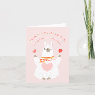 Carte De Remerciements Joli Yoga Llama Baby shower fille