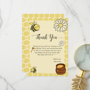 Carte De Remerciements Jolie abeille avec une douce Baby Shower miel