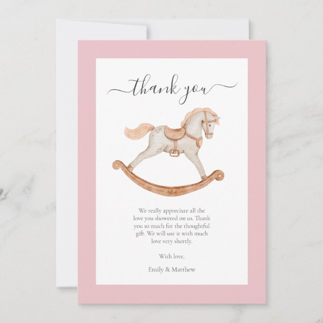 Carte De Remerciements Jolie aquarelle Rocse Baby shower (Devant)