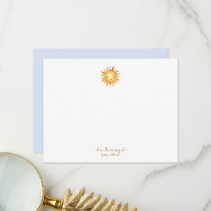 Carte De Remerciements Jolie aquarelle soleil Bébé garçon garderie