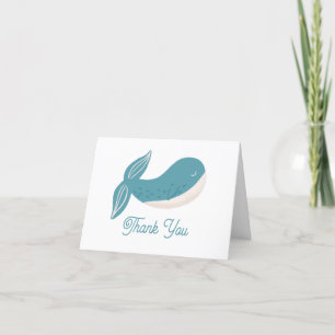 Carte De Remerciements Jolie baleine bleue. Animal nautique pour l'annive