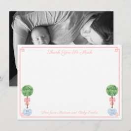 Carte De Remerciements Jolie Boxwood Petite fille Baby shower photo de na