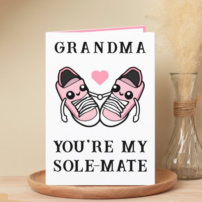 Carte De Remerciements Jolie Chaussure Rose Vive Grand-mère Joyeux annive (cute, funny pink shoe pun grandmother happy birthday card)