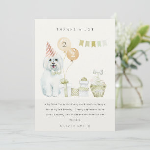 Carte De Remerciements Jolie chien aquarelle verte pour fête d'anniversai