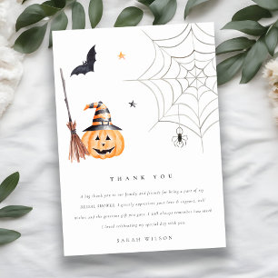 Carte De Remerciements Jolie Citrouille Toile D'araignée Halloween Mariag