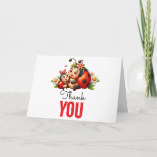 Carte De Remerciements Jolie coccinelle 1er anniversaire Fête sur le th