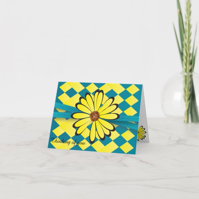 Carte De Remerciements Jolie conception de fleurs bleu et jaune (Devant)