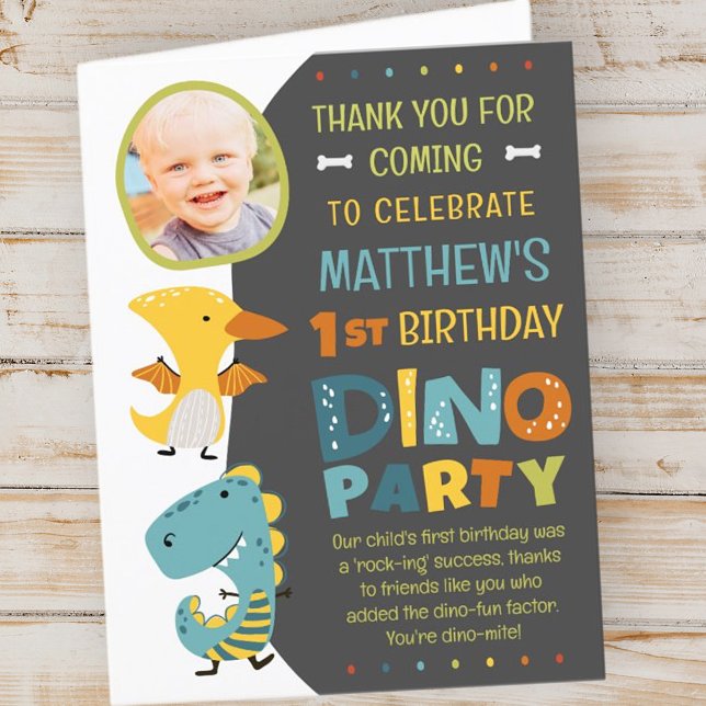 Carte De Remerciements Jolie fête d'anniversaire pour enfants avec des di (Créateur téléchargé)
