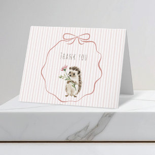 Carte De Remerciements Jolie Fête Prénatale Bébé Fille Aquarelle Hérisson