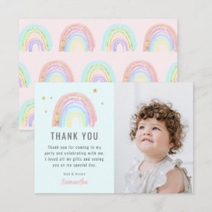 Carte De Remerciements Jolie Fille Abstrait Arc-en-ciel Anniversaire Tout