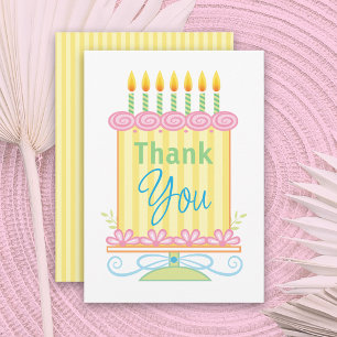 Carte De Remerciements Jolie Fleur Pastel Gâteau d'Anniversaire