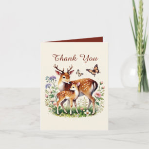 Carte De Remerciements Jolie maman et bébé cerf ajoutez votre message